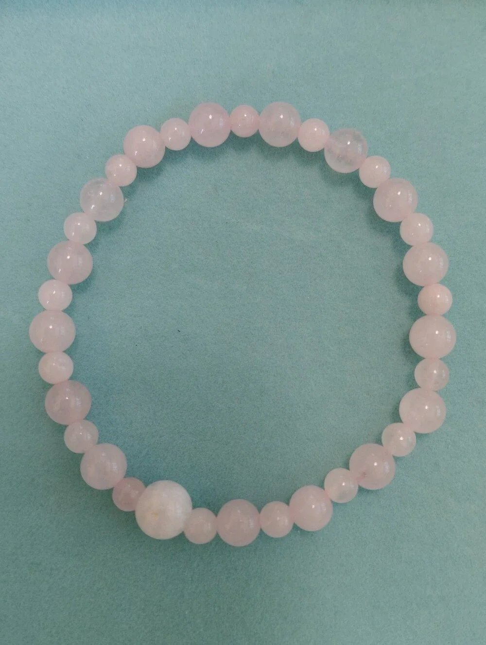Handmade Rose Quartz Moonstone Accent Beaded Stretch Bracelet